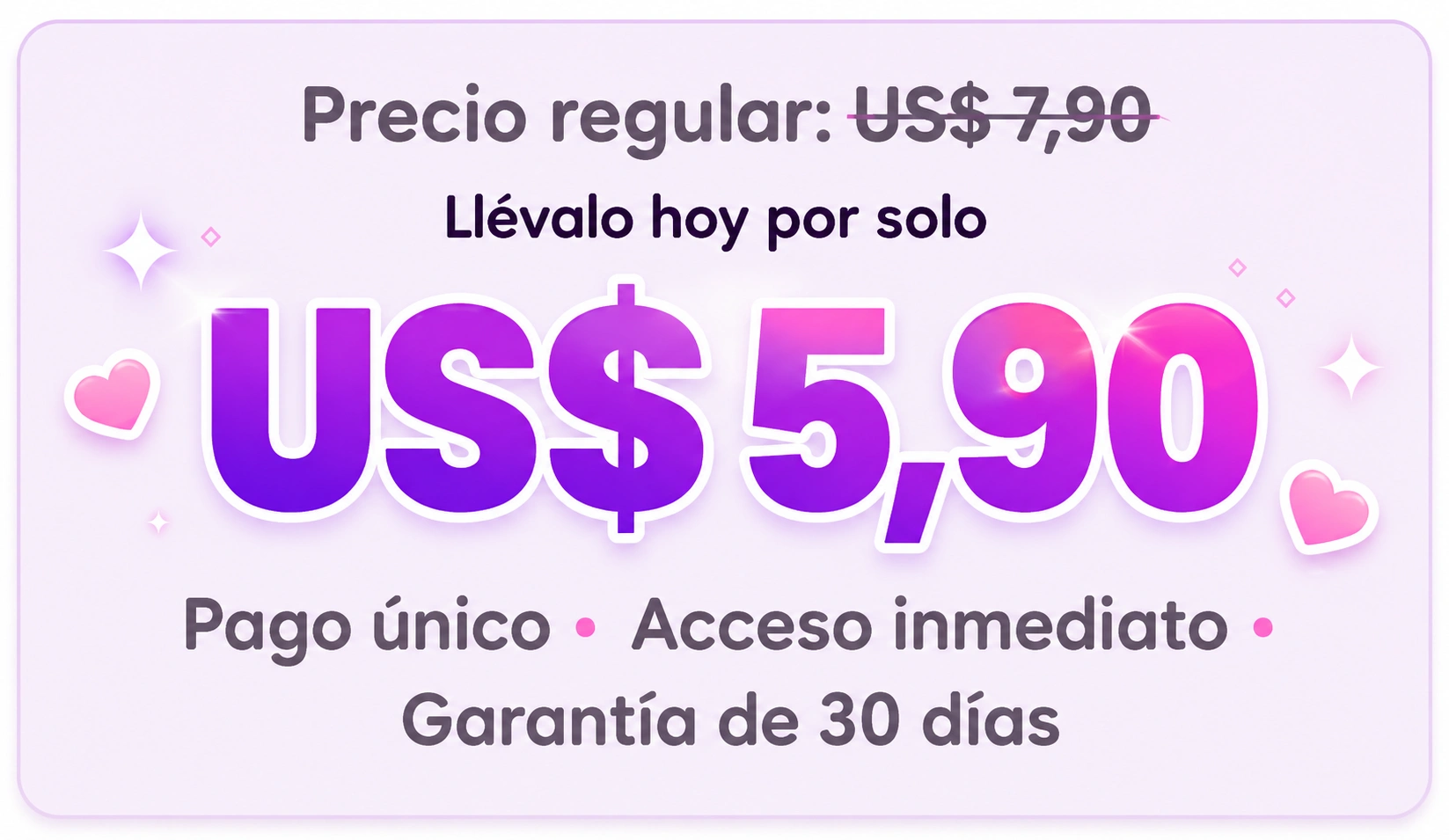 Precio regular: US$ 9,90 - Llévalo hoy por solo US$ 7,90